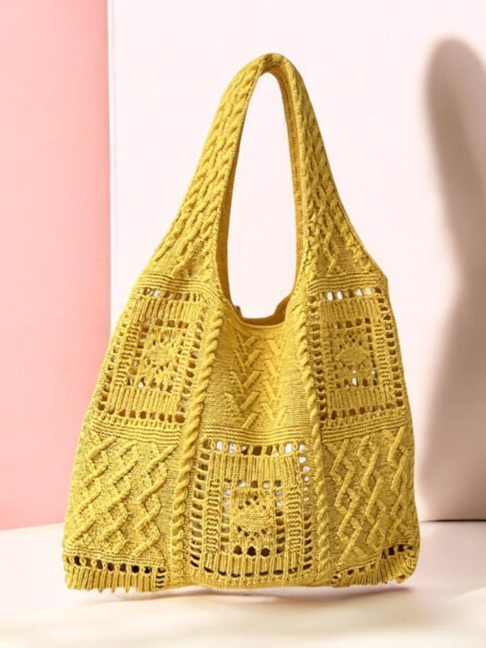 🔥🔥🆕Yellow Crochet Tote Bag